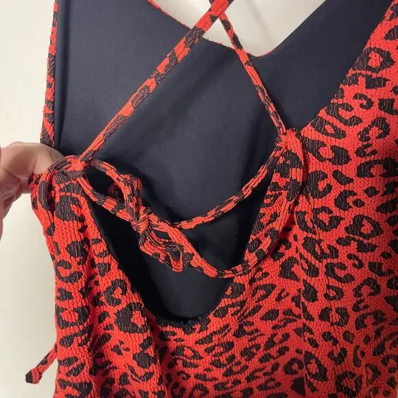 Mara Hoffman Emma One Piece Swimsuit Black/Red Leopard